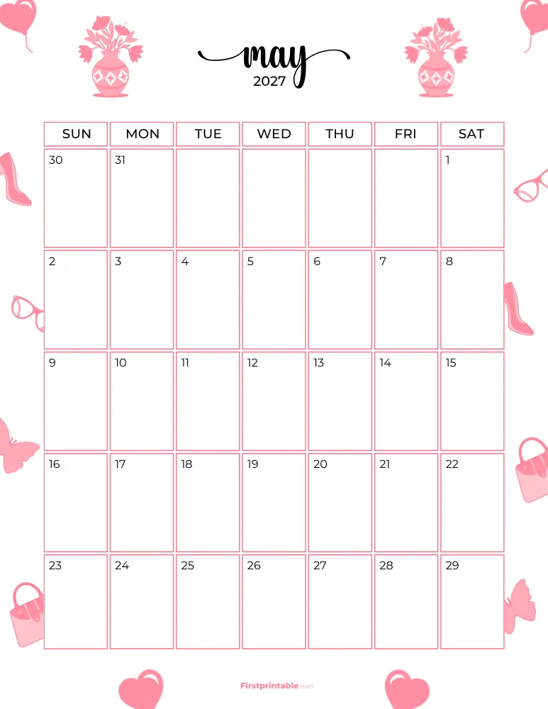 May Calendar 2027 Mothers Day Template 09