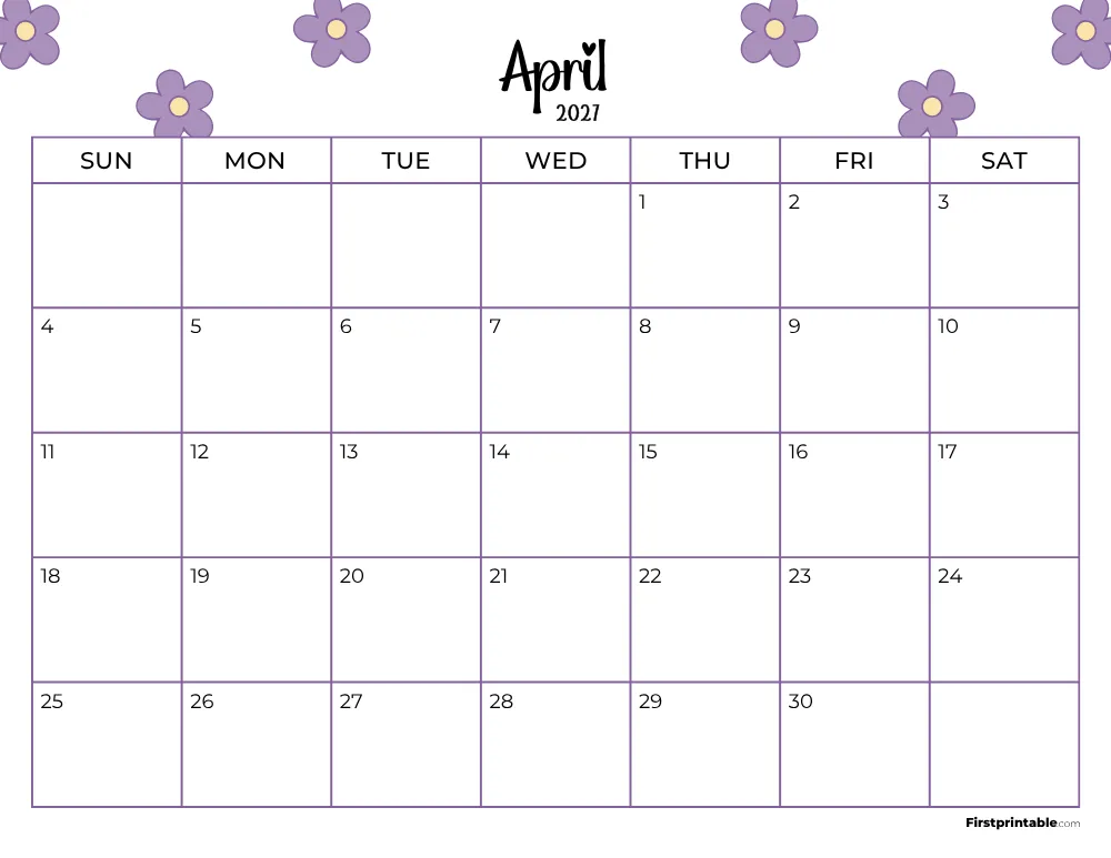 Printable April Calendar 2027 Spring Template 17