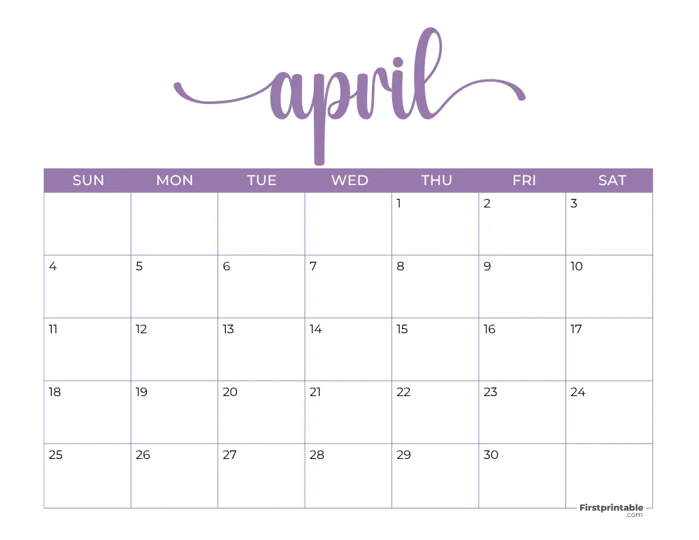 Printable April Calendar 2027 Template 21