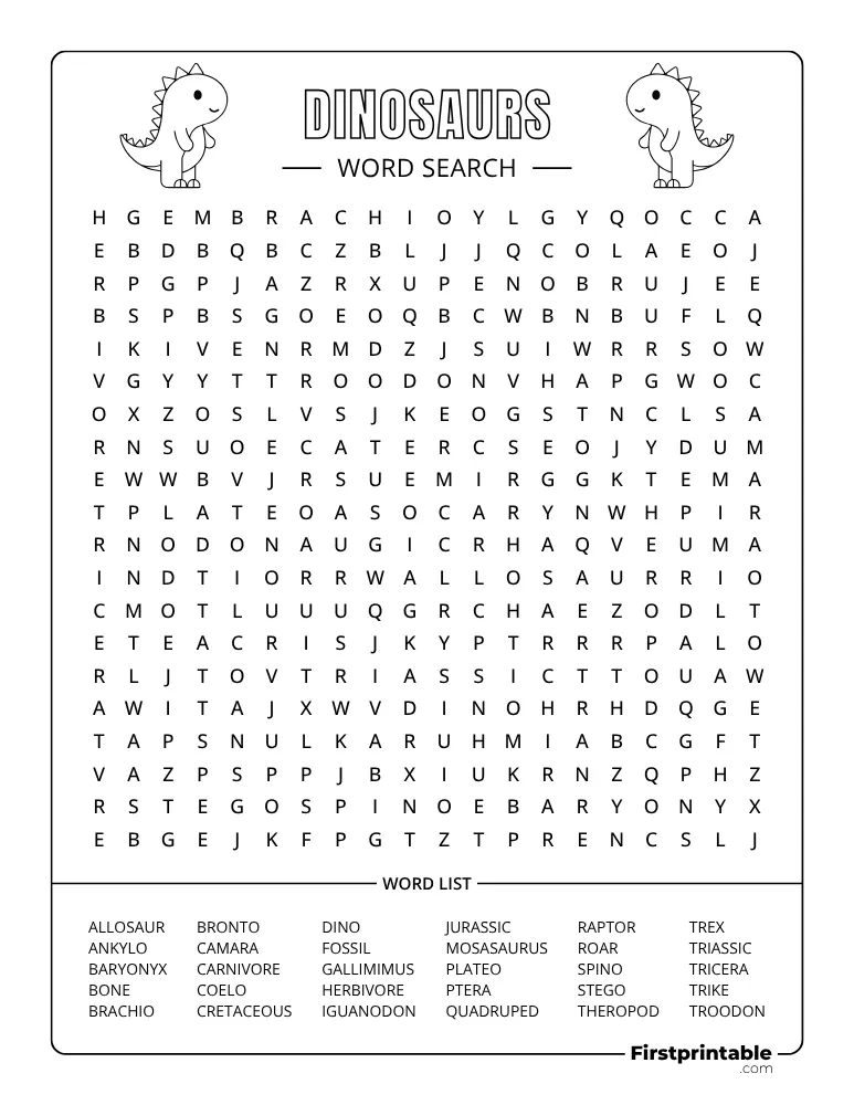 Dinosaurs Word Search - Hard 05