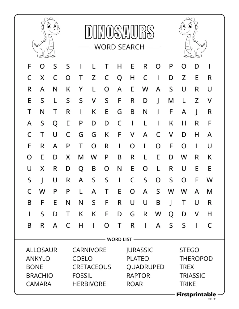 Dinosaurs Word Search - Medium 05