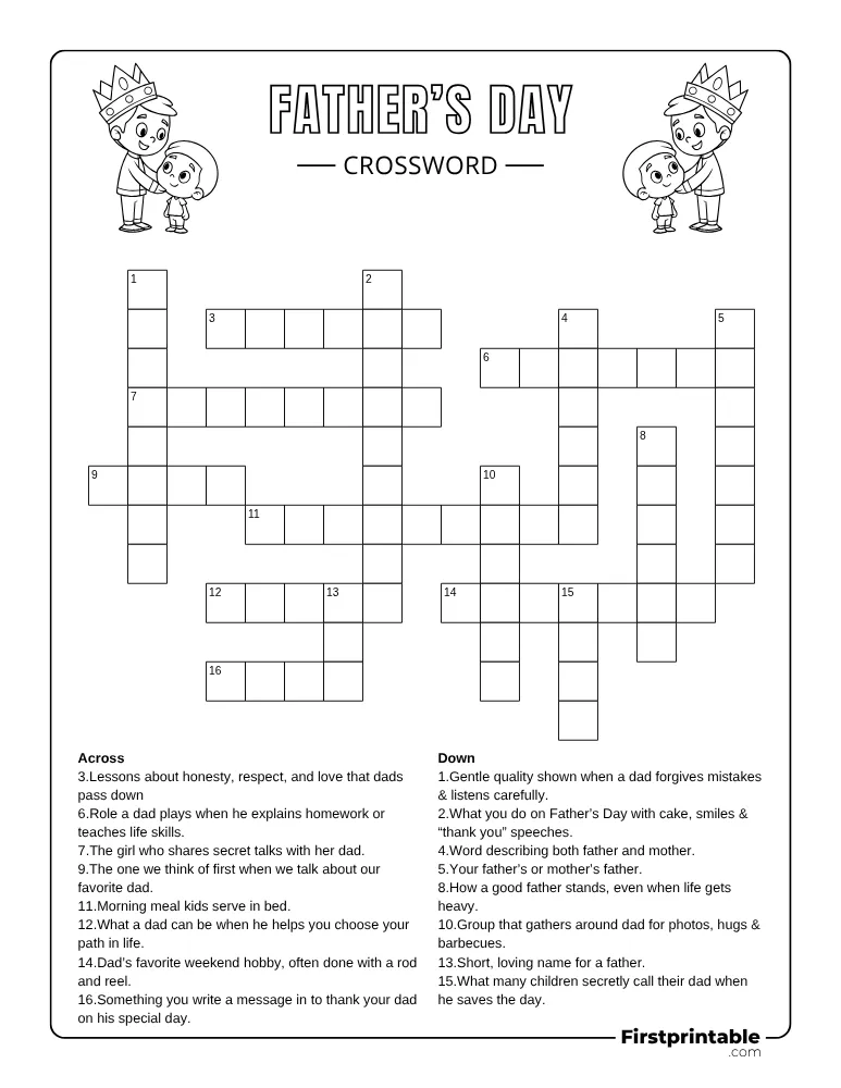 Father's Day Crossword - Medium 01