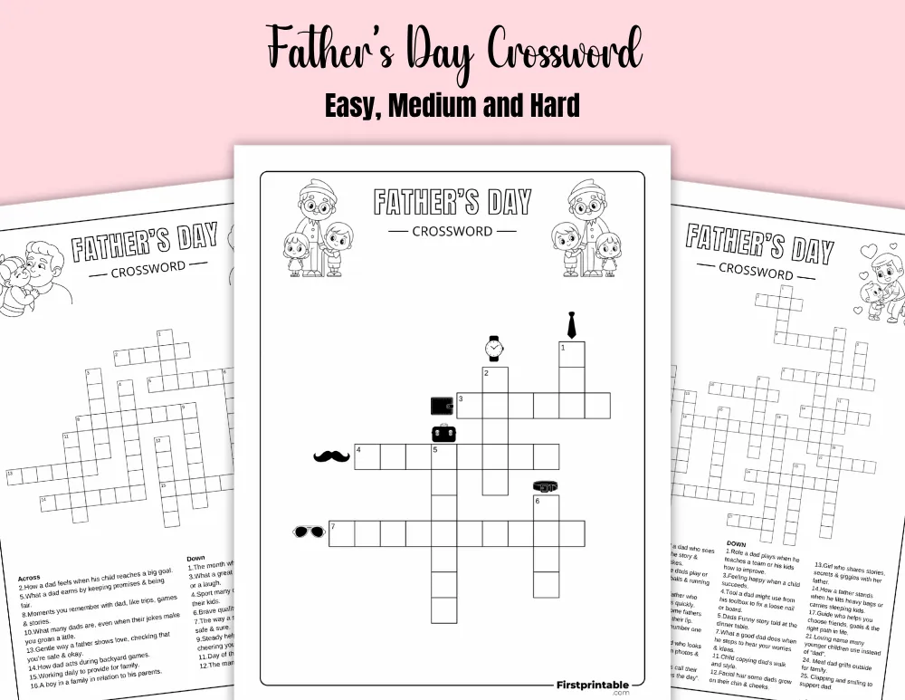 Printable Father's Day Crossword Printable Father's Day Crossword