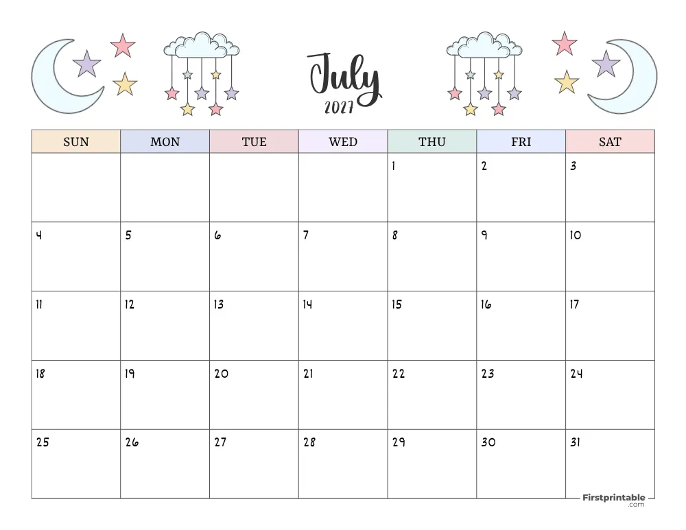 Printable July Calendar 2027 Template 14