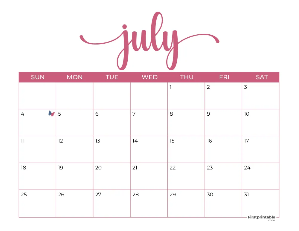 Printable July Calendar 2027 Template 21