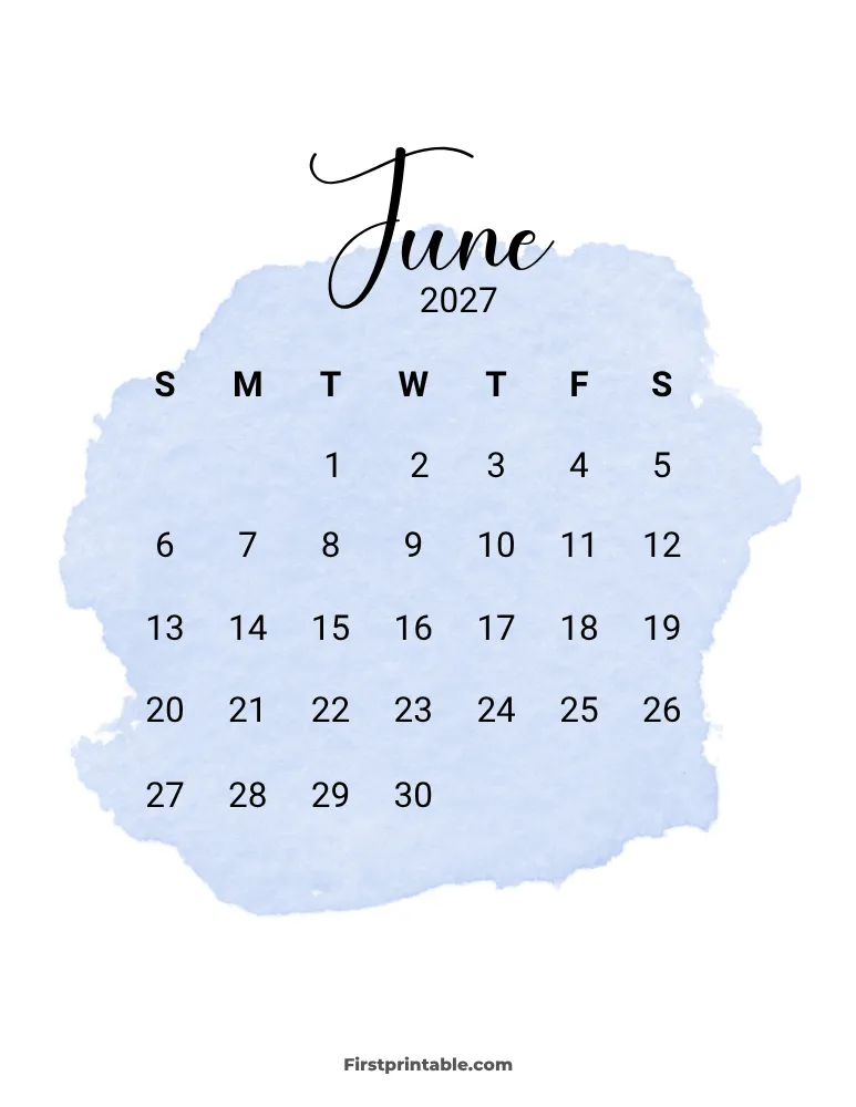Printable June Calendar 2027 Template 11