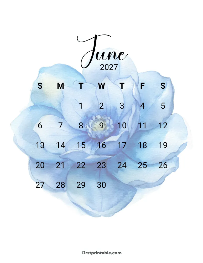 Printable June Calendar 2027 Template 12