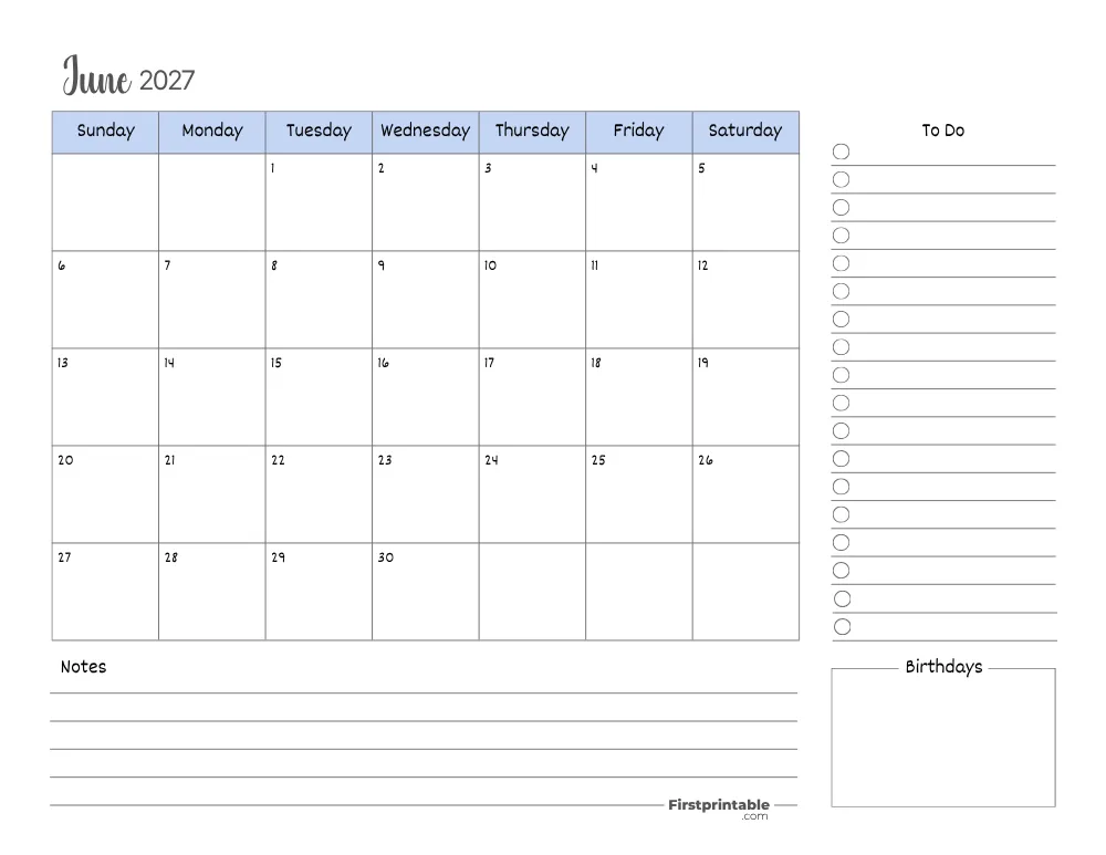 June 2027 Calendars | 40 Free Printable PDF