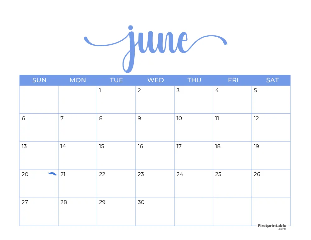 Printable June Calendar 2027 Template 21