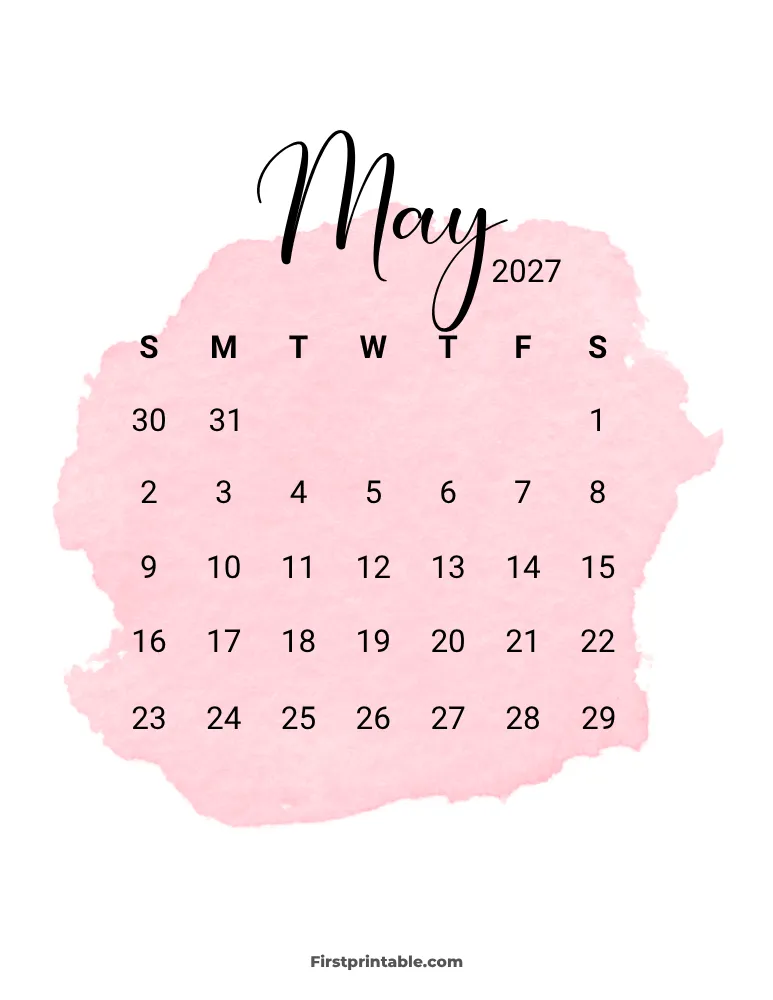 Printable May Calendar 2027 Template 11