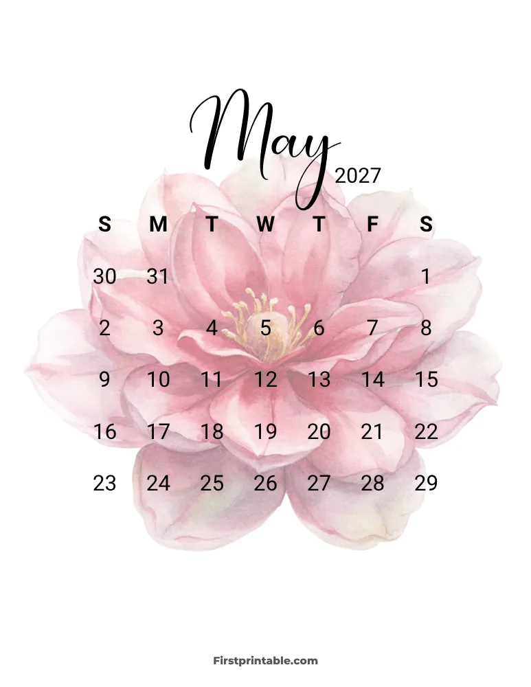 Printable May Calendar 2027 Template 12
