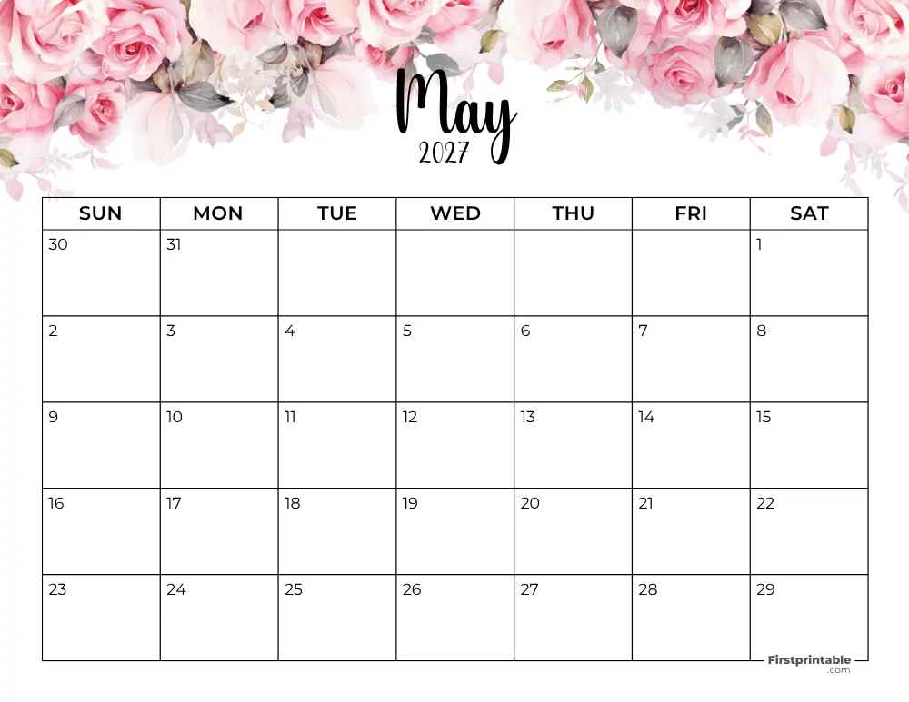 Printable May Calendar 2027 Template 13