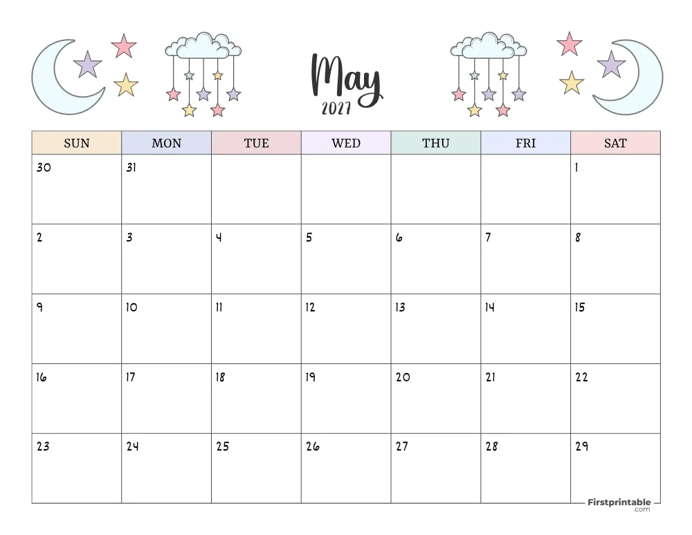 Printable May Calendar 2027 Template 14