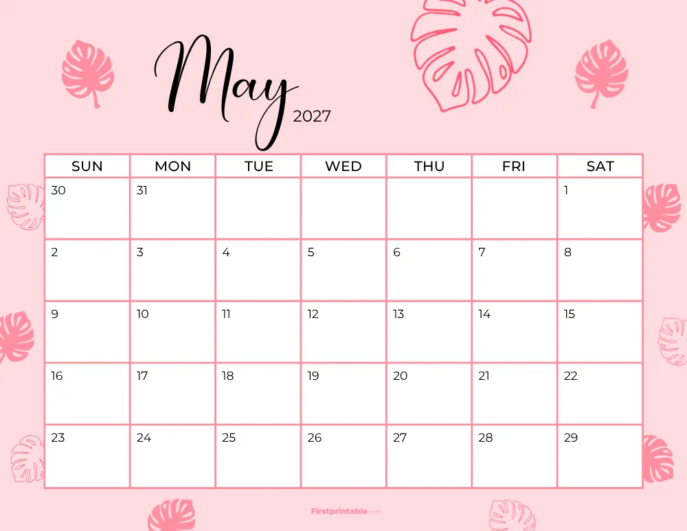 Printable May Calendar 2027 Template 19