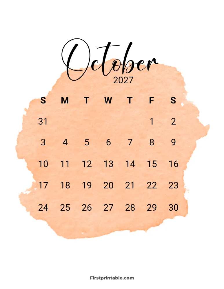 Printable October Calendar 2027 Template 11