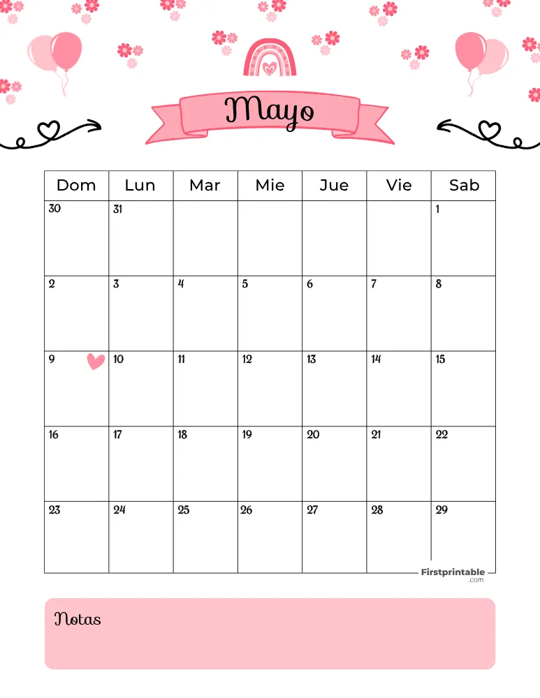 Spanish May Calendar 2027 Mothers Day Template 28