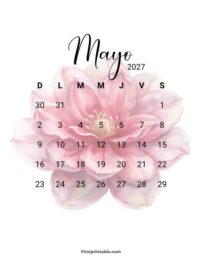 Spanish Printable May Calendar 2027 Template 27