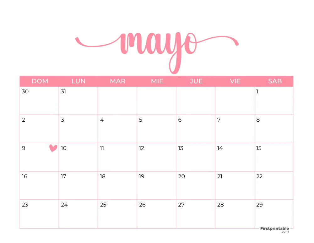 Spanish Printable May Calendar 2027 Template 38