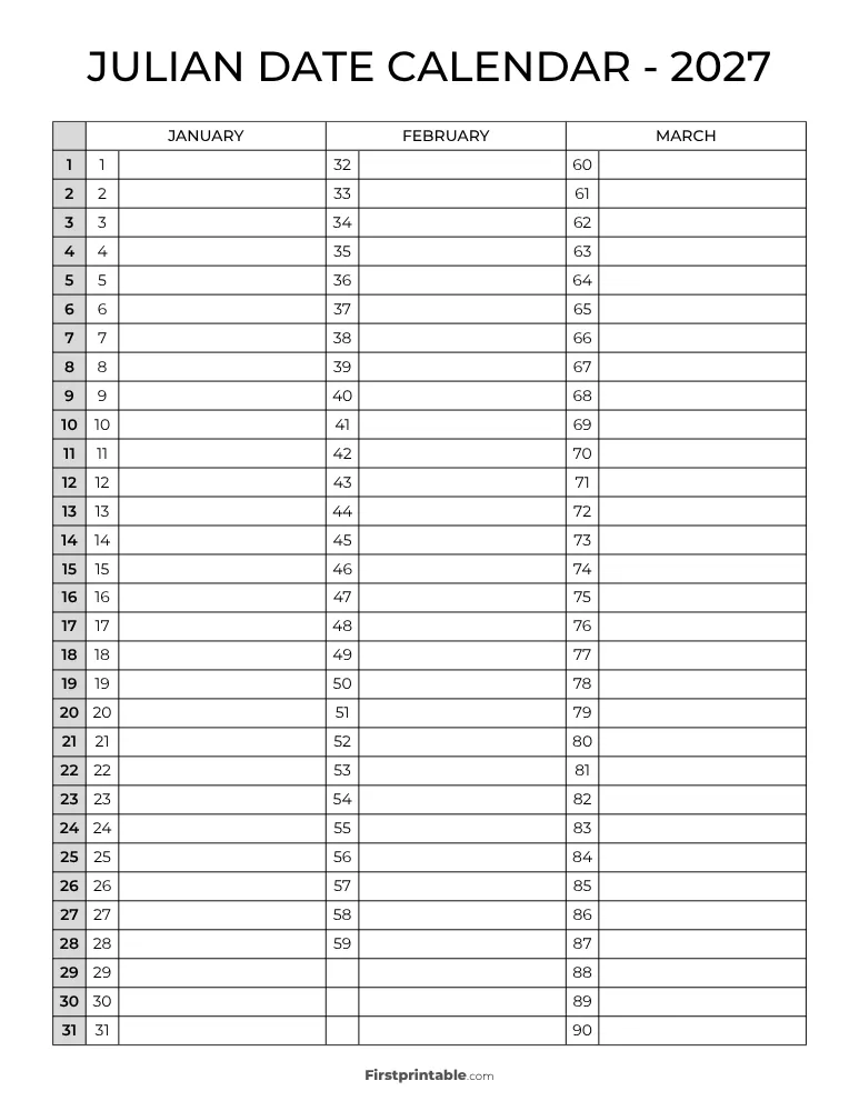 2027 Julian Calendar 08 Page 1 of 4