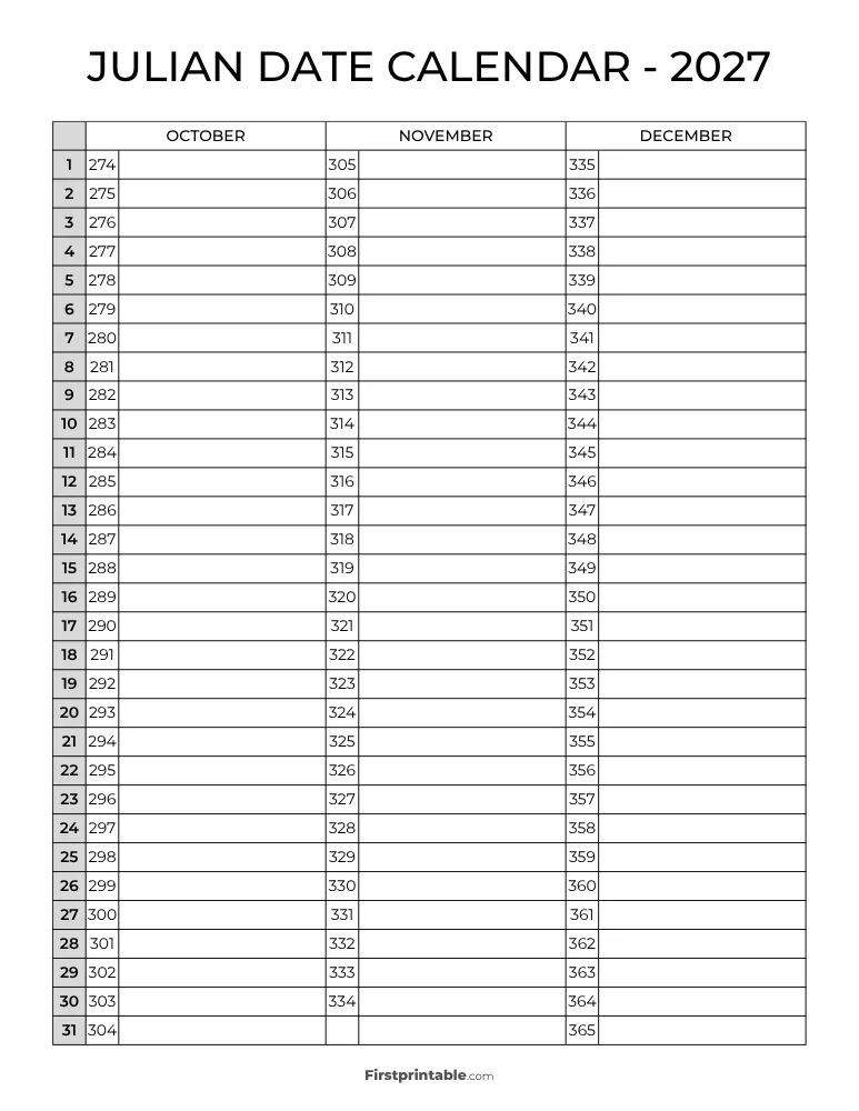 2027 Julian Calendar 08 Page 4 of 4