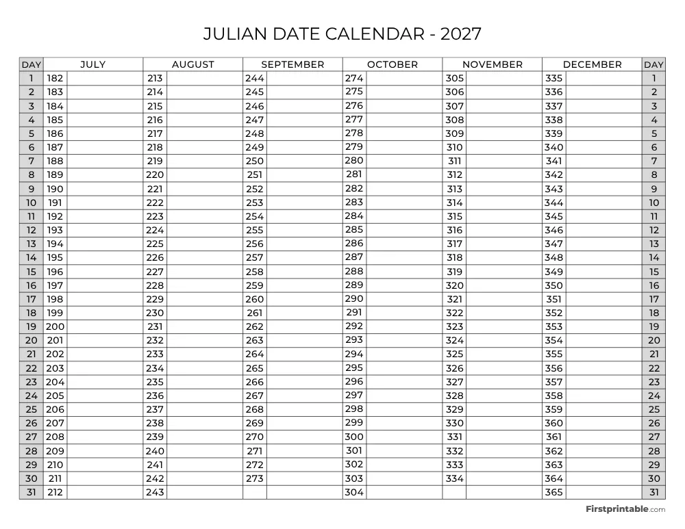 2027 Julian Calendar 09 Page 2 of 2