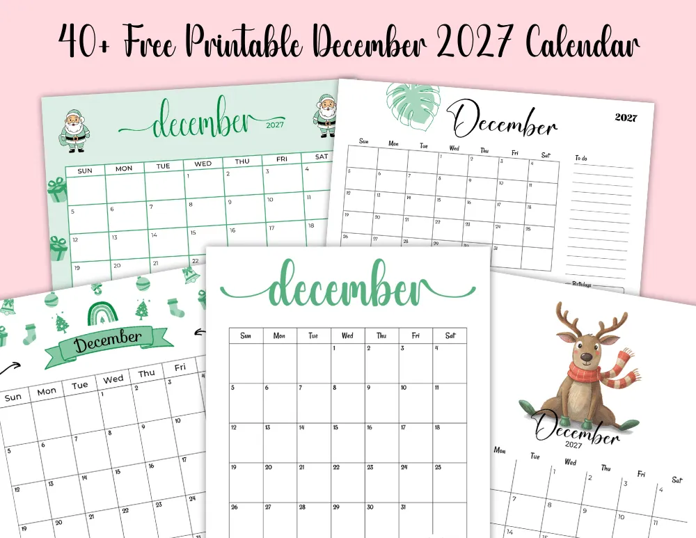 40+ Free Printable December 2027 Calendar