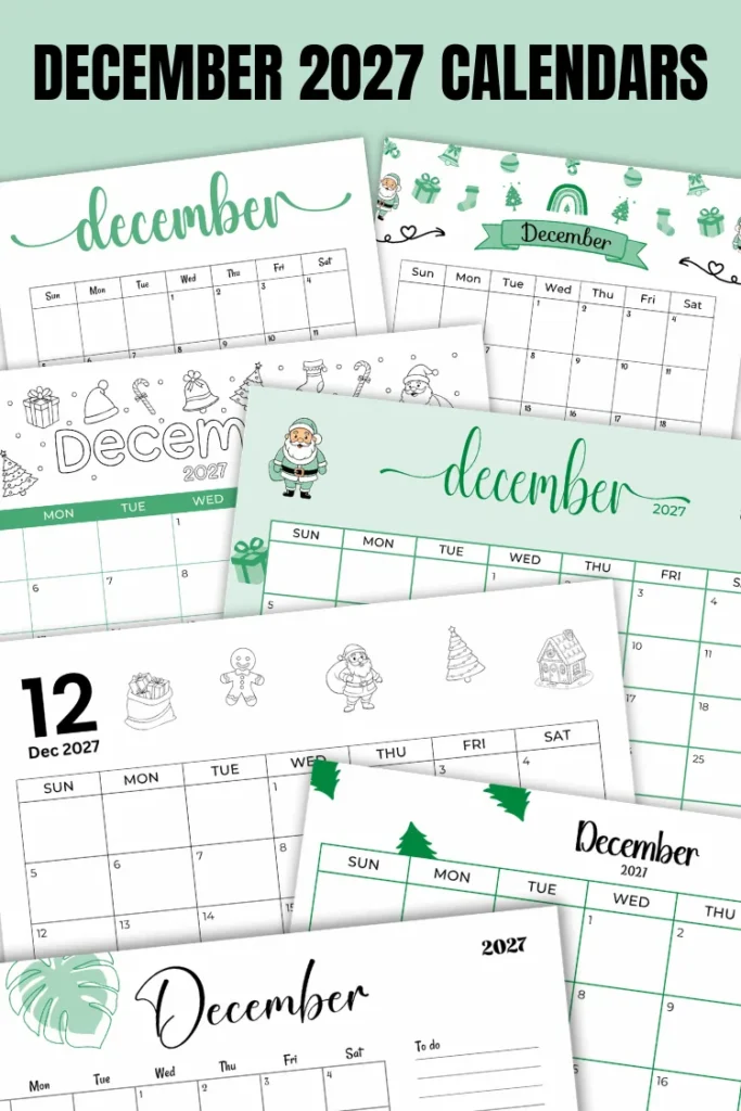 December 2027 Calendars | 40 Free Printable PDF