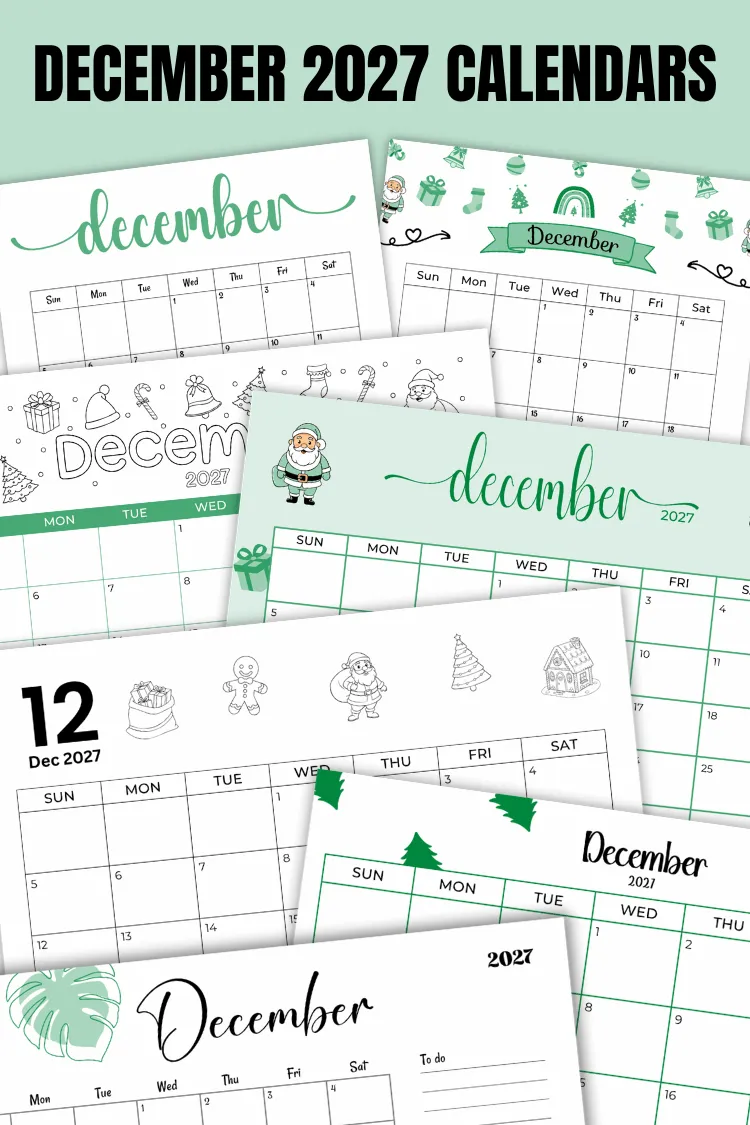 December 2027 Calendars | 40 Free Printable PDF