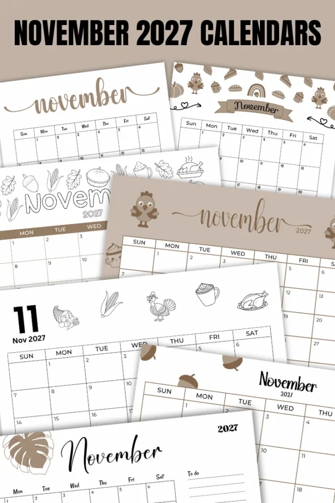 November 2027 Calendars | 40 Free Printable PDF