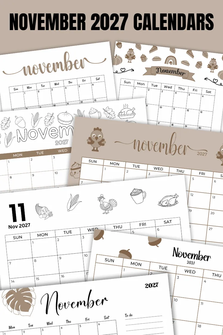November 2027 Calendars | 40 Free Printable PDF