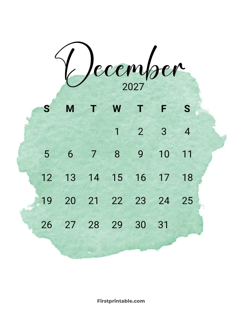 Printable December Calendar 2027 Template 11