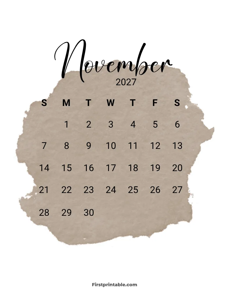 Printable November Calendar 2027 Template 11