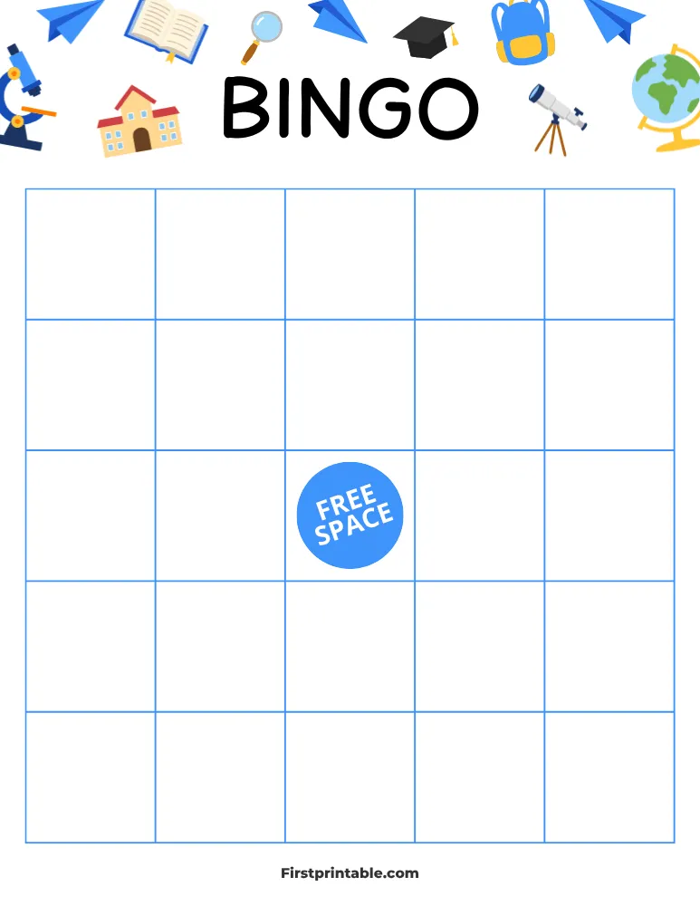 Back to School Blank Bingo Card 02 - 5x5 
