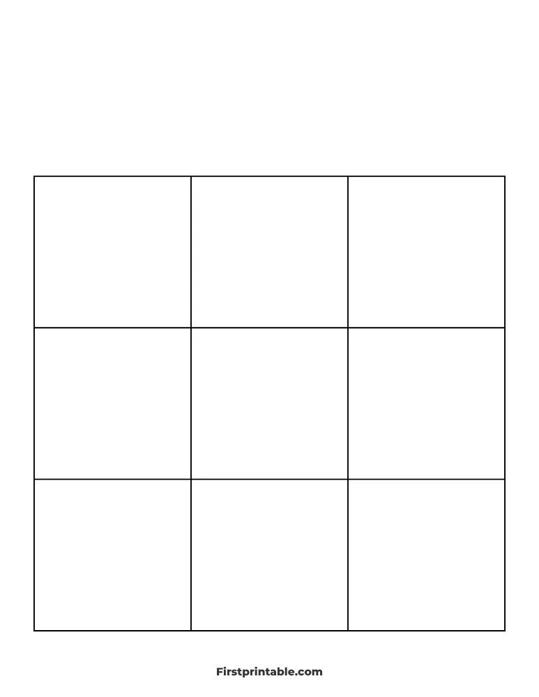 Blank Bingo Card 01 - 3x3 