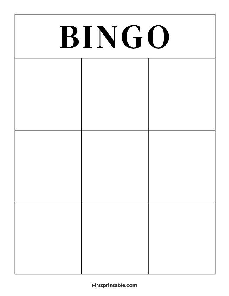 Blank Bingo Card 02 - 3x3