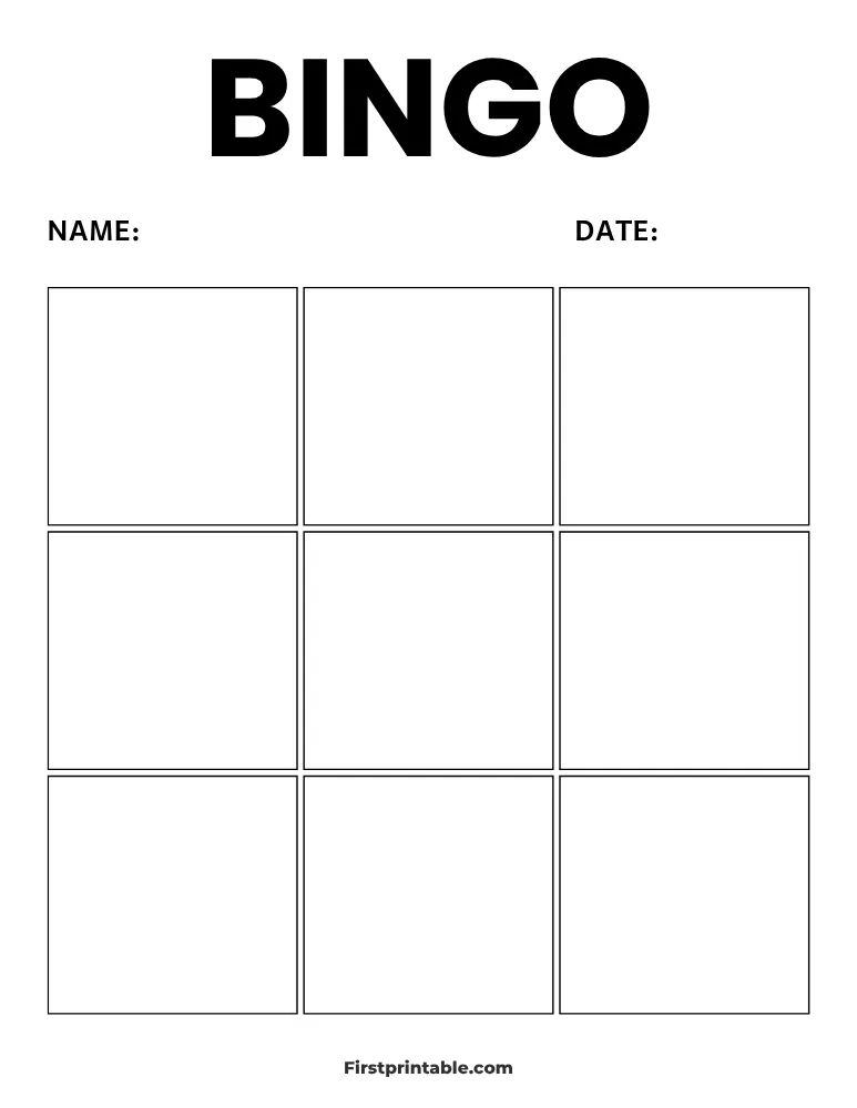 Blank Bingo Card 03 - 3x3