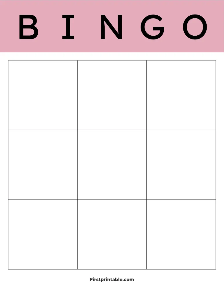 Blank Bingo Card 05 - 3x3