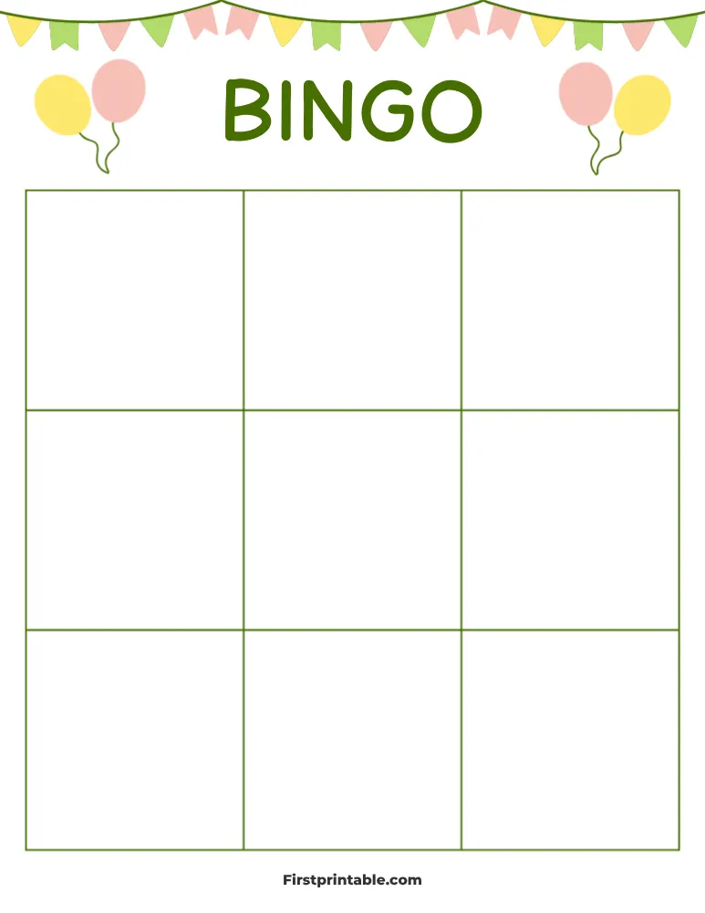 Blank Bingo Card 08 - 3x3
