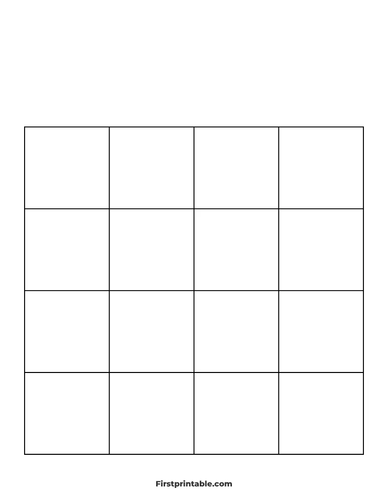 Blank Bingo Card 01 - 4x4