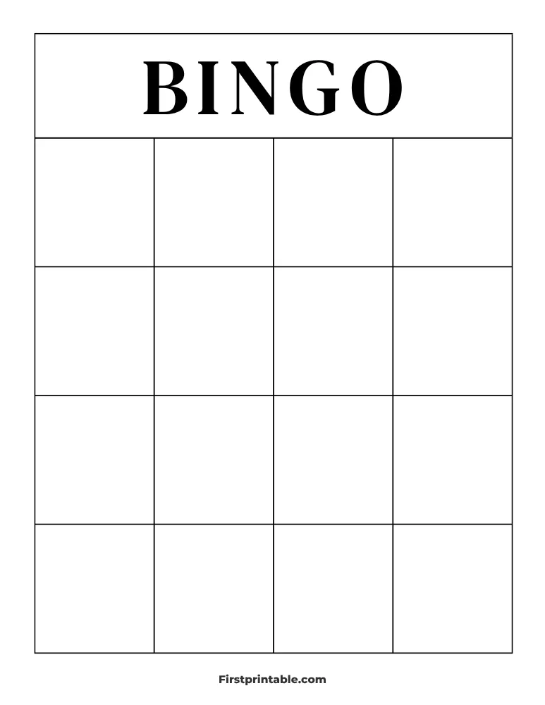 Blank Bingo Card 02 - 4x4 