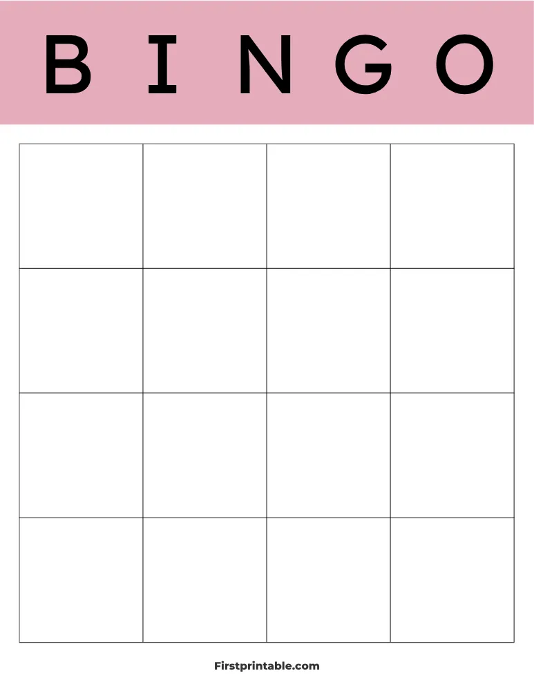 Blank Bingo Card 05 - 4x4