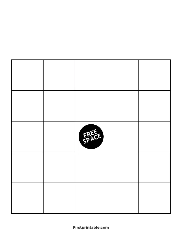 Blank Bingo Card 01 - 5x5 