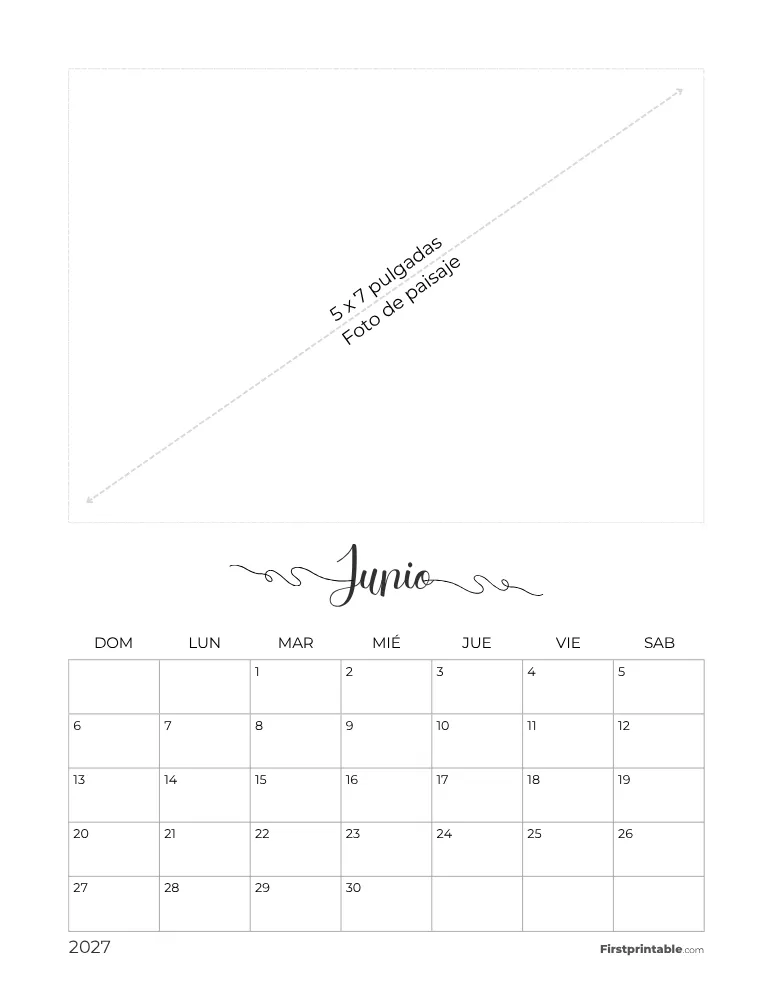 Calendario de fotos de junio de 2027