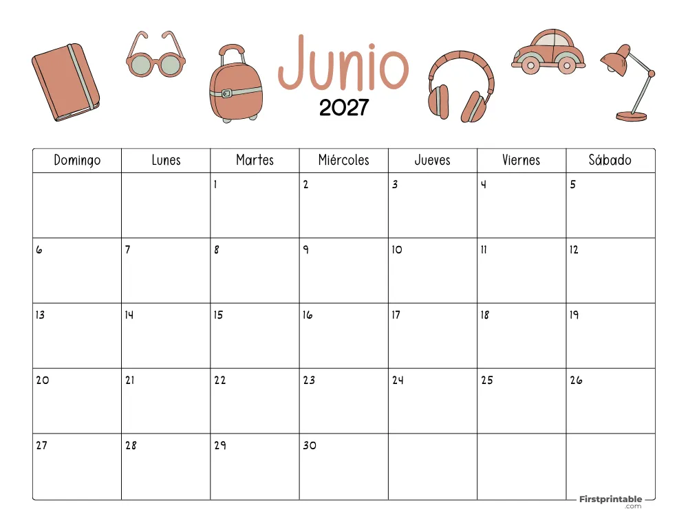 Calendario de junio 2027 con temática del Día de la padre 04