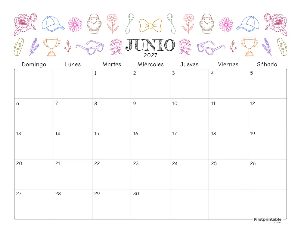 Calendario floral de junio de 2027 - 01