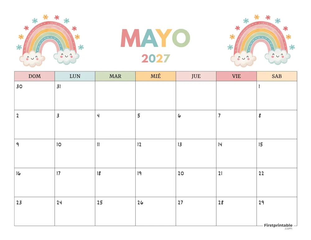 Calendario gratuito de mayo de 2027