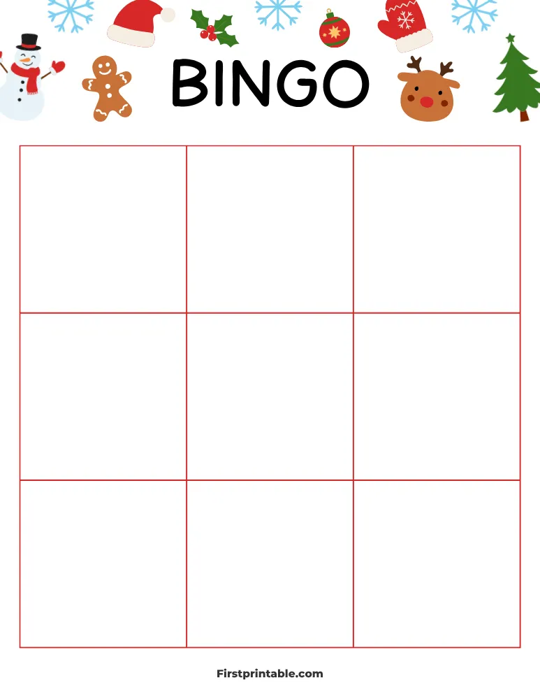 Christmas Blank Bingo Card 02 - 3x3