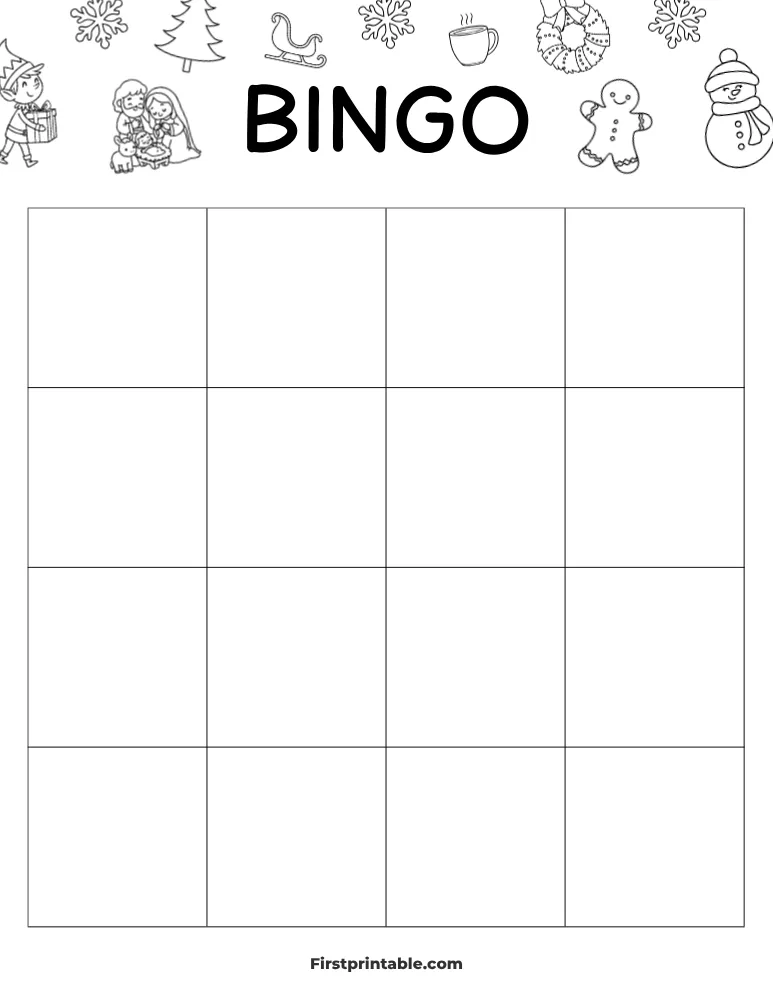 Christmas Blank Bingo Card 01 - 4x4 