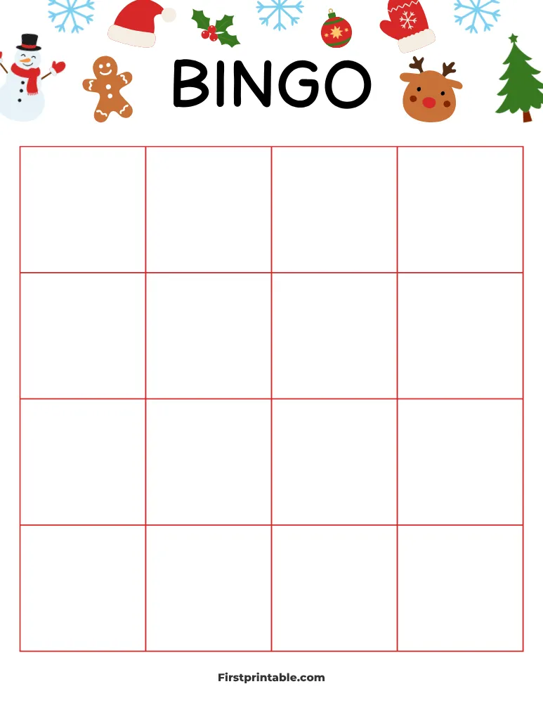 Christmas Blank Bingo Card 02 - 4x4