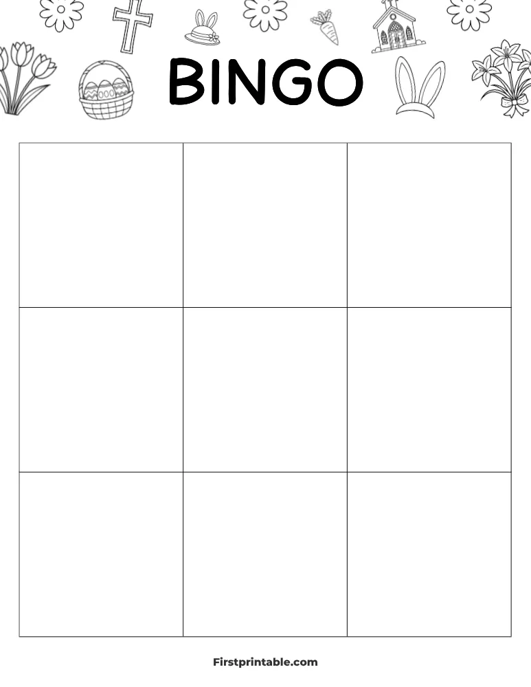 Easter Blank Bingo Card 01 - 3x3 